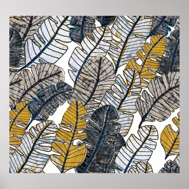 Poster Desenho manual: Folhas tropicais (Frente)