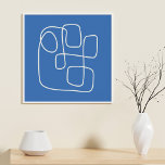 Poster Desenho Mínimo Contemporâneo de Arte em Azul<br><div class="desc">Desenho Mínimo Contemporâneo de Arte em Poster de Parede Azul</div>