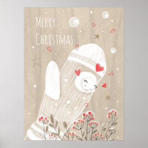 Poster Desenho moderno de uma linda luva de Natal com um 