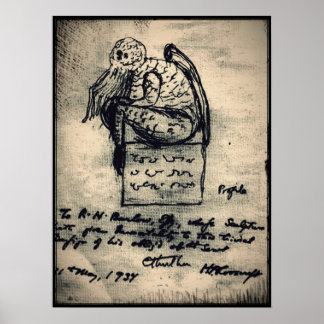 Poster Desenho original de Cthulhu pela HP Lovecraft