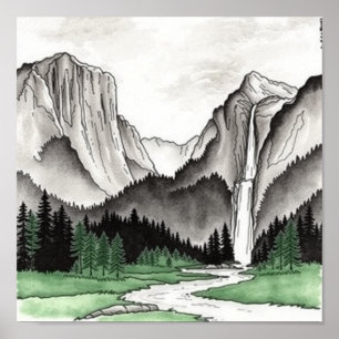 Poster Desenho Paisagem Chinês