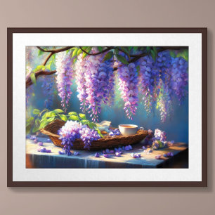 Poster Desenho Pastel Flor de glicínias