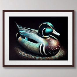 Poster Desenho Pastel Isca de Pato Azul-marinho