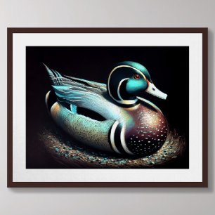 Poster Desenho Pastel Isca de Pato Azul-marinho