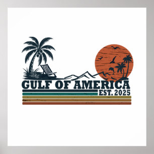 Poster Desenho patriótico vintage do Golfo da América