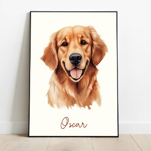 Poster Desenho Personalizado Pet Do Cachorro De Retriever