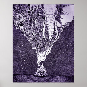 Poster desenho preto e branco da caneta e da tinta