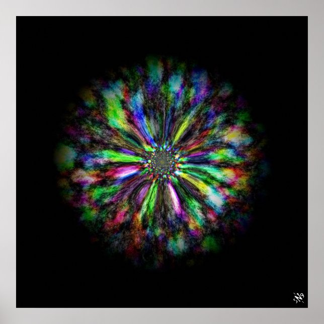 Poster Desenho psicodélico colorido de uma flor (Frente)