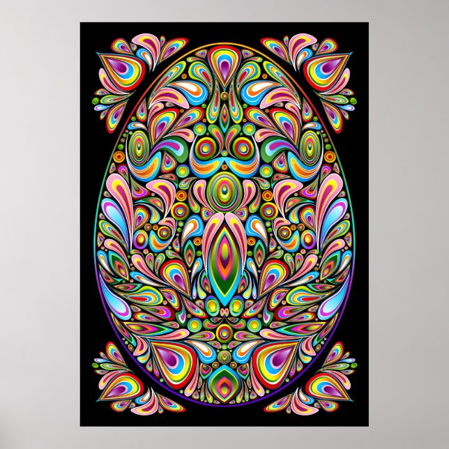 Poster Desenho Psicodélico de Ovo de Páscoa (Frente)