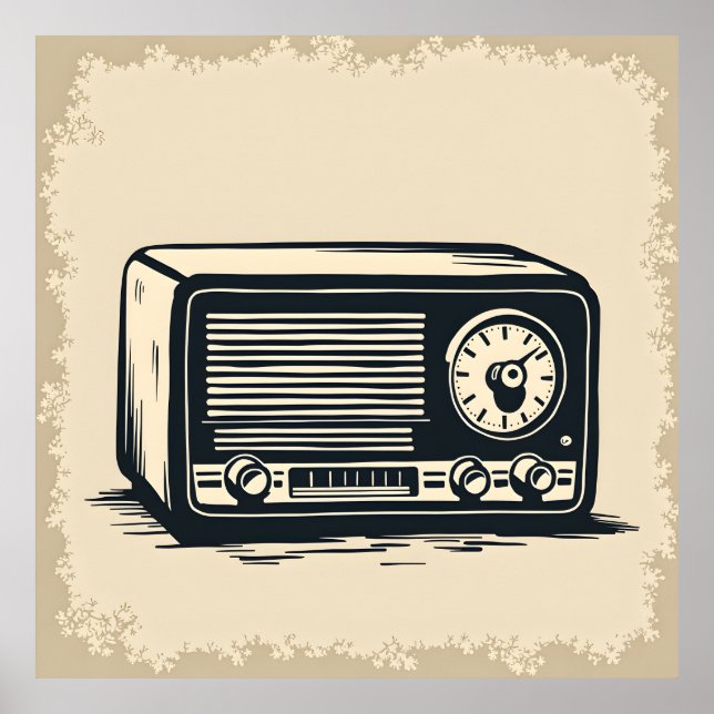Poster Desenho Rádio Antigo (Frente)
