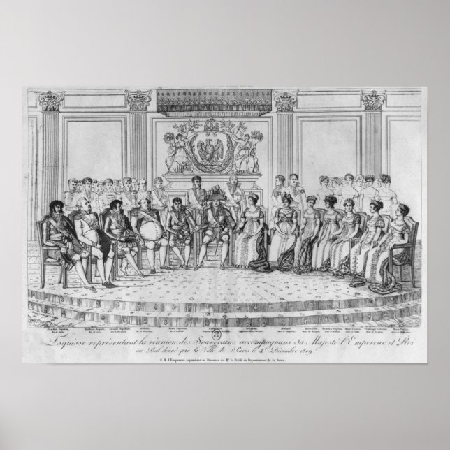 Poster Desenho representando Napoleão I e os soberanos (Frente)