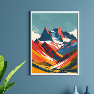 Pôster Desenho Retroativo das montanhas