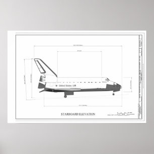 Poster Desenho técnico do conceito de Shuttle de Espaço