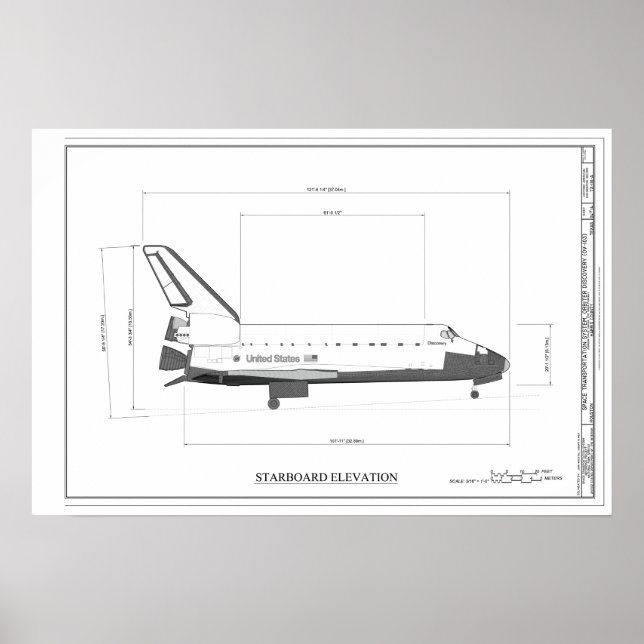 Poster Desenho técnico do conceito de Shuttle de Espaço V (Frente)