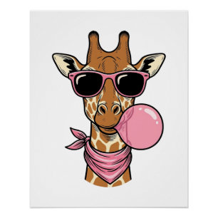 Pôster Desenho Vetorial de Chiclete Girafa com Gravação A