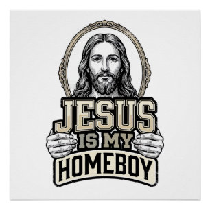 Pôster Desenho Vetorial Gravado Vintage Jesus É Meu Compa