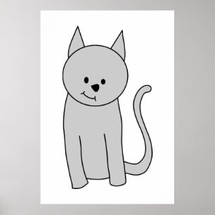 Pôster Desenhos animados cinzentos do gato