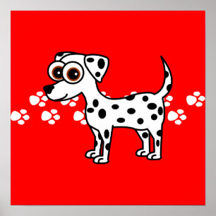 Pôster Desenhos animados Dalmatian bonitos Pawprint