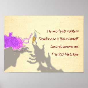 Poster Desenhos animados das citações de Nietzsche ele