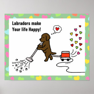 Pôster Desenhos animados de Labrador do chocolate
