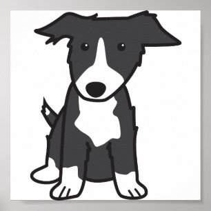 Pôster Desenhos animados do cão de border collie