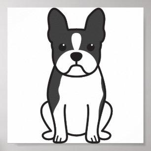 Pôster Desenhos animados do cão de Boston Terrier