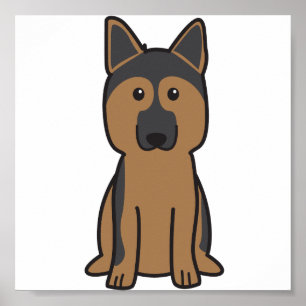 Pôster Desenhos animados do cão de german shepherd