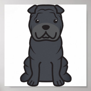 Pôster Desenhos animados do cão de Shar-Pei do chinês