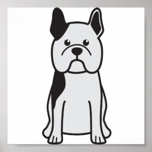 Pôster Desenhos animados do cão do buldogue francês