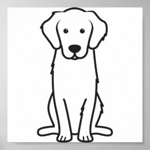 Pôster Desenhos animados do cão do golden retriever