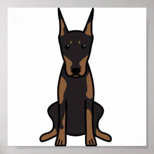 Poster Desenhos animados do cão do Pinscher do Doberman