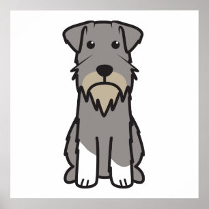 Poster Desenhos animados do cão do Schnauzer diminuto