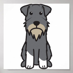 Pôster Desenhos animados do cão do Schnauzer diminuto
