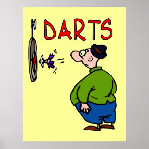 Pôster Desenhos animados do jogador de dardos