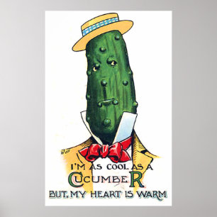 Poster Desenhos animados do pepino com mensagem do amor,