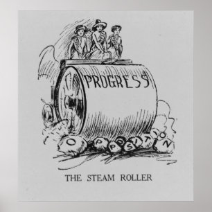 Pôster Desenhos animados políticos do Steamroller do