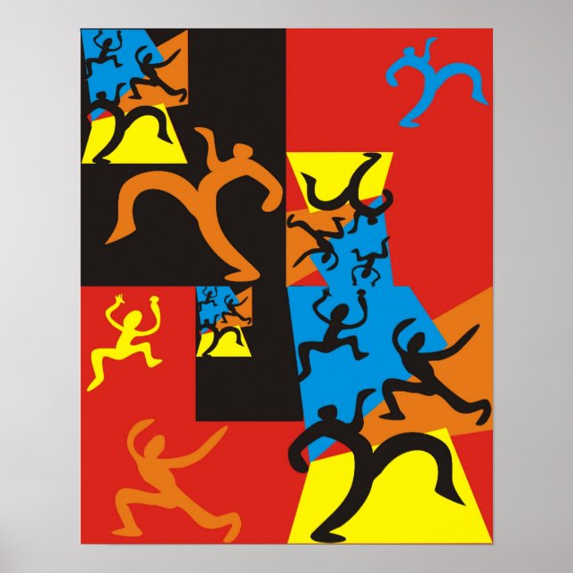 Pôster Desenhos Gráficos de Dança e Salto de Pessoas (Frente)