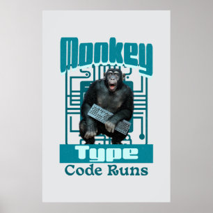 Poster Desenvolvedor Full-Stack Divertido, Tipo do Macaco