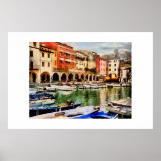 Poster Desenzano - old harbour