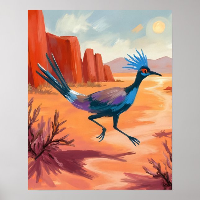 Poster Desert Bird Southwestern Landscape Wall Art (Frente)