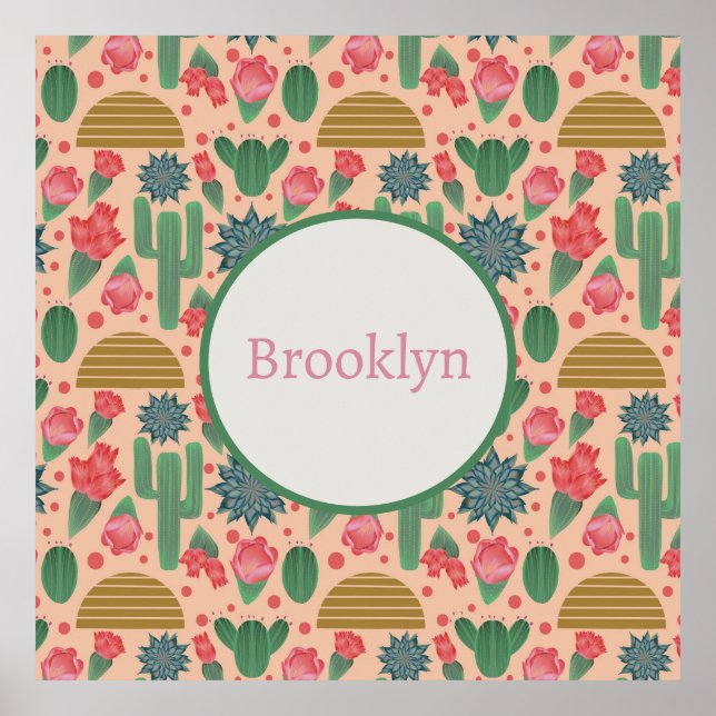 Poster Desert Blush Floral Pink Nursery Decor-Baby Girl (Frente)