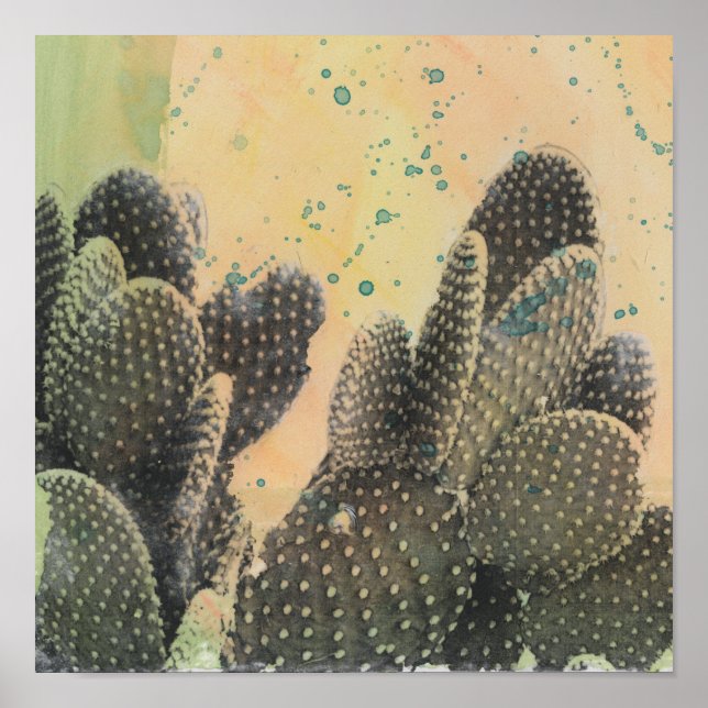 Pôster Desert Cactus | Green Splatter (Frente)