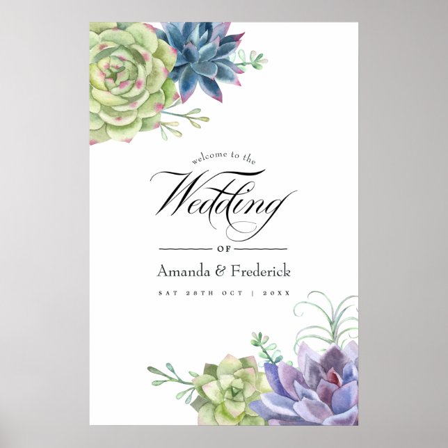 Poster Desert Cactus Succulents Wedents Welcome (Frente)