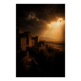 Pôster Desert Kasbah Chiaroscuro Sunset