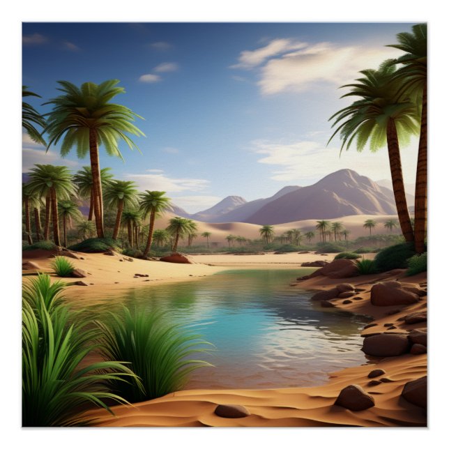 Pôster Desert Oasis: Encontre Paz e Tranquilidade (Frente)