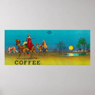 Pôster Desert Scene Coffee Label