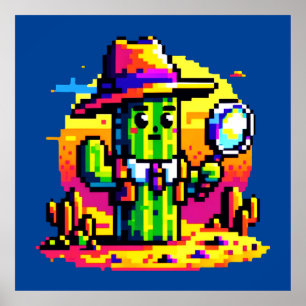 Poster Desert Sleuth: Detetive Adventure de 8 Bits Cactus