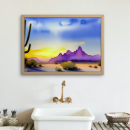 Poster Desert Sunrise Scenic Watercolor 