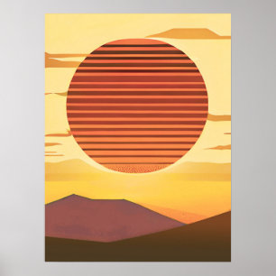 Poster Desert Sunset Rust Orange e Brown