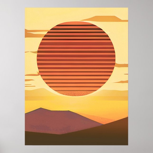 Poster Desert Sunset Rust Orange e Brown (Frente)